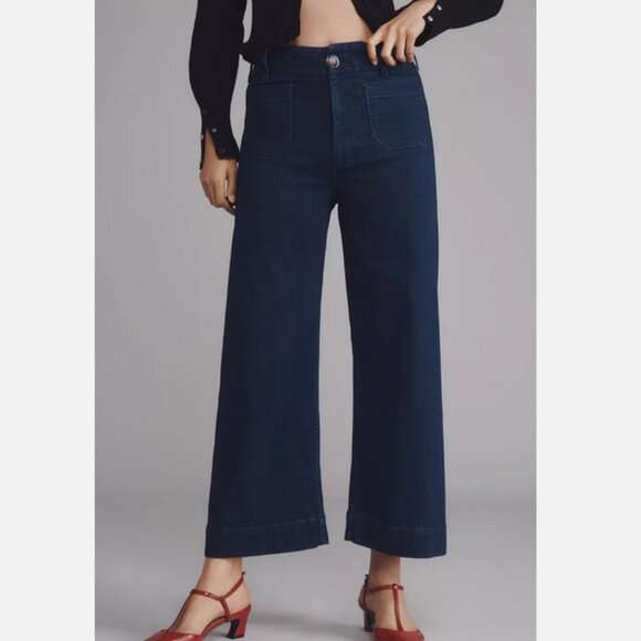 Anthropologie The Colette Crop High-Rise Wide-Leg Jeans by Maeve 28P 28 P NWT - Picture 5 of 8